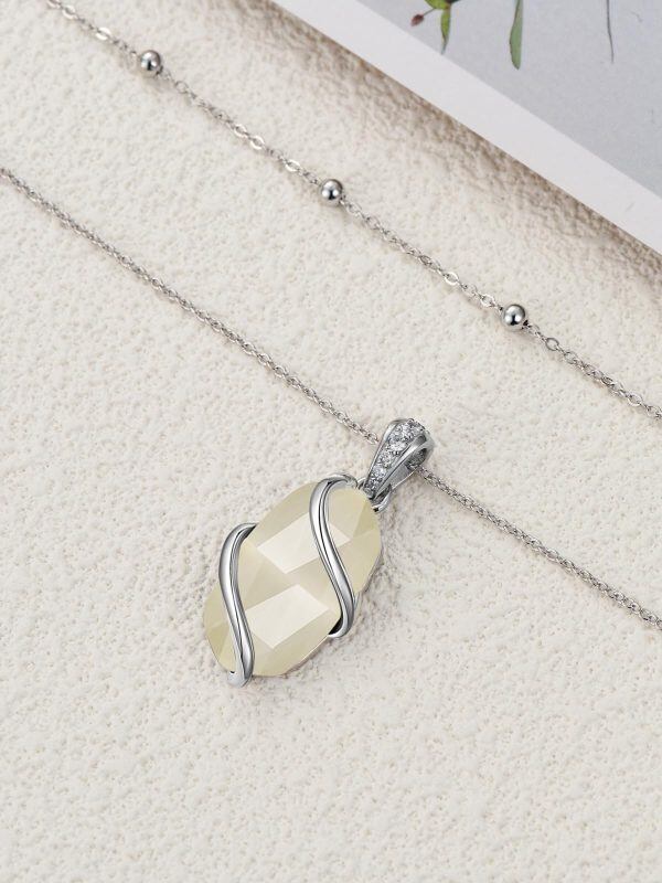 Sterling Silver Infinity Citrine Layered Pendant Necklace-4