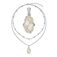 wholesale Sterling Silver Gemstone Dainty Pendant Necklace for Women Mom Gift - Rhodium Plated- Rhodium Plated