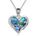 wholesale 925 Sterling Silver Heart Shaped Abalone Shell Starfish Urn Keepsake Memorial Locket Necklace with Blue Crystal and Funnel Set-0-1