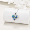wholesale 925 Sterling Silver Heart Shaped Abalone Shell Starfish Urn Keepsake Memorial Locket Necklace with Blue Crystal and Funnel Set-0-2