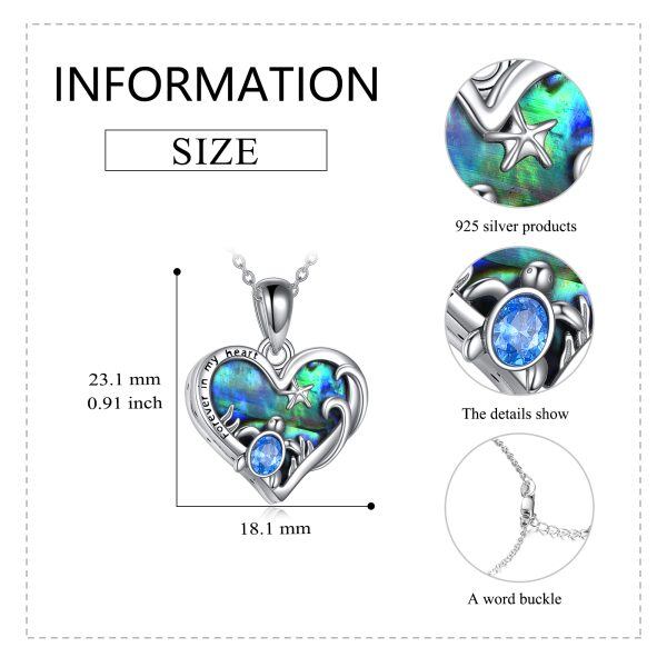 Sterling Silver Heart Ocean Turtle Abalone Shell Urn Necklace-4