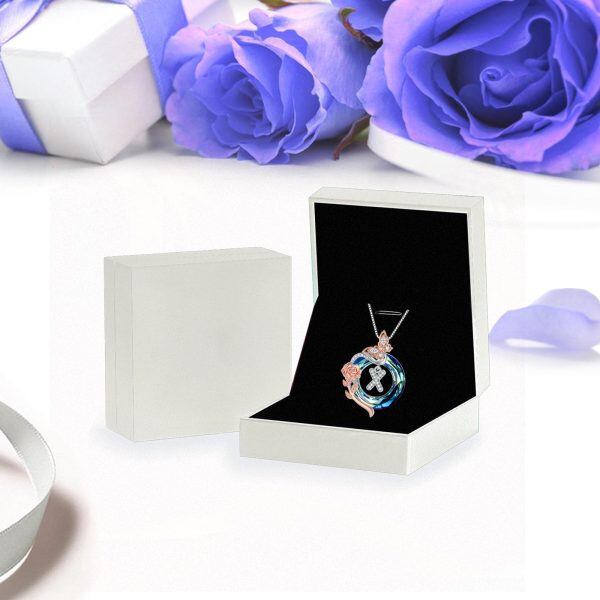 Sterling Silver Initial Alphabet Letter "X" Pendant Necklaces with Blue Circle Crystal-4