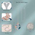 wholesale Sterling Silver Zircon  Pink Heart A Z Collar for Women Gift - Rhodium And Rose Gold Plated-0-8