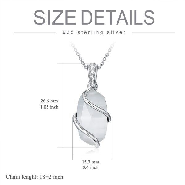 Sterling Silver Infinity White Cat's Eye Pendant Necklace-1