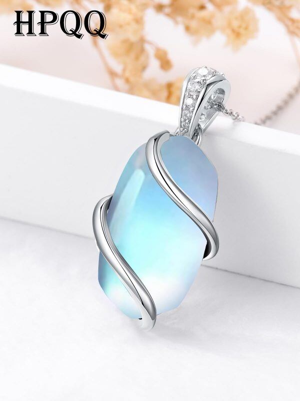 Sterling Silver Infinity Moonstone Pendant Necklace-4