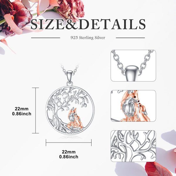 Sterling Silver Tree of Life & Fox Mother Child Pendant Necklace-1