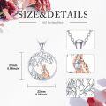 wholesale 925 Sterling Silver Fox Family Tree Pendant Necklace - Mothers Day Gifts for Mom and Daughter-0-1
