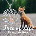 wholesale 925 Sterling Silver Fox Family Tree Pendant Necklace - Mothers Day Gifts for Mom and Daughter-0-5