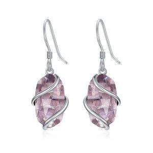 Sterling Silver Infinity Amethyst Dangle Earrings-0