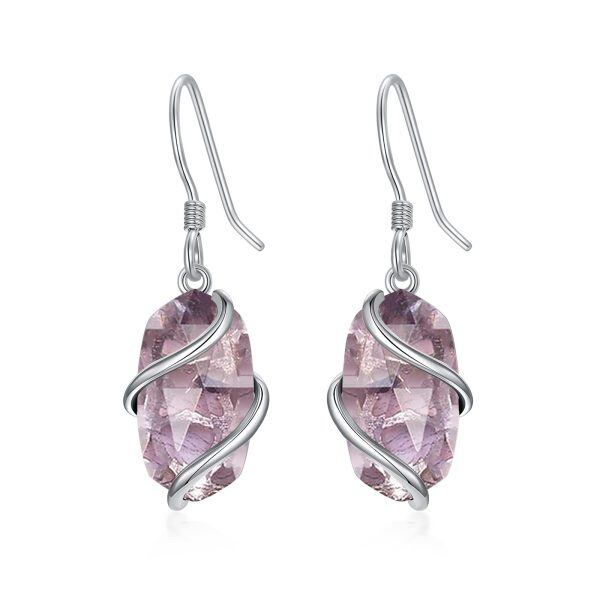 Sterling Silver Infinity Amethyst Dangle Earrings-0