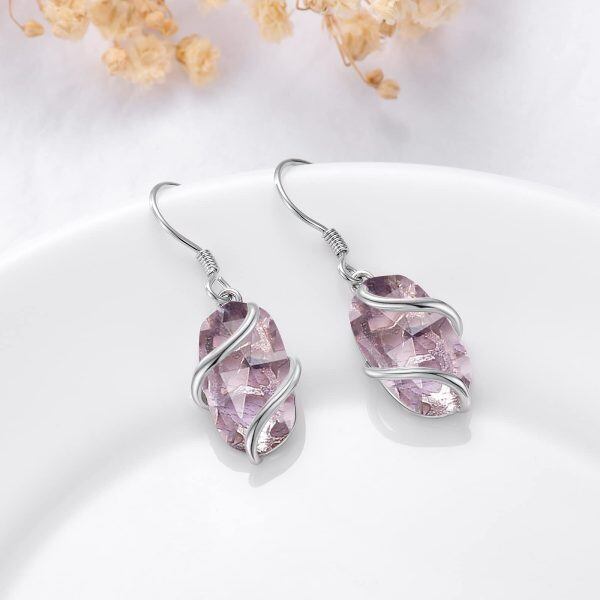 Sterling Silver Infinity Amethyst Dangle Earrings-3