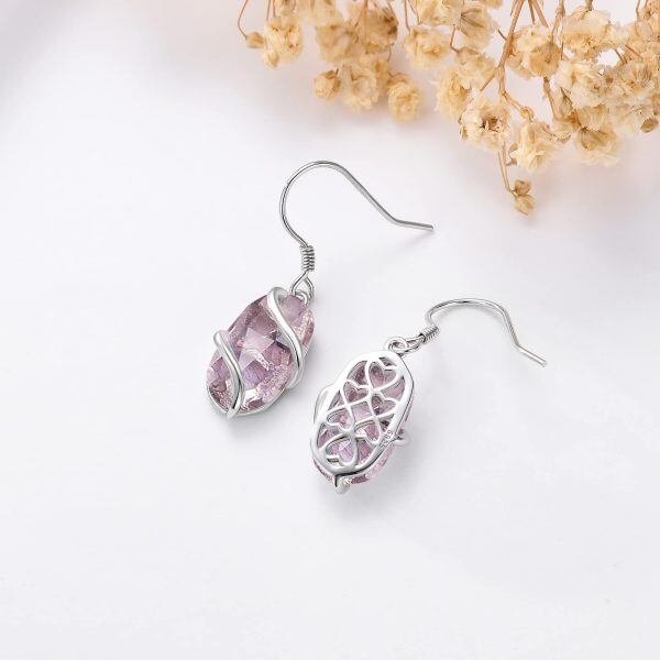 Sterling Silver Infinity Amethyst Dangle Earrings-4