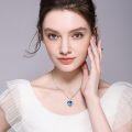 wholesale 925 Sterling Silver Blue Crystal Heart Mother & Son Pendant Necklace for Mom's Birthday Gifts-0-2