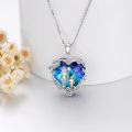 wholesale 925 Sterling Silver Blue Crystal Heart Mother & Son Pendant Necklace for Mom's Birthday Gifts-0-3