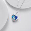 wholesale 925 Sterling Silver Blue Crystal Heart Mother & Son Pendant Necklace for Mom's Birthday Gifts-0-4