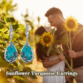 wholesale 925 Sterling Silver Oval Turquoise Drop Earrings with Floral Design for Women's  Ideas-0-5
