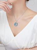 wholesale 925 Sterling Silver Blue Crystal Mother & Baby Turtles Pendant Necklaces Ocean s for Women and Girls-0-2