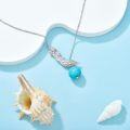 wholesale 925 Sterling Silver with Turquoise Stone Pendant Feather Necklace for Women Mom Wife-0-4