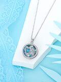 wholesale 925 Sterling Silver Blue Crystal Mother & Baby Turtles Pendant Necklaces Ocean s for Women and Girls-0-4