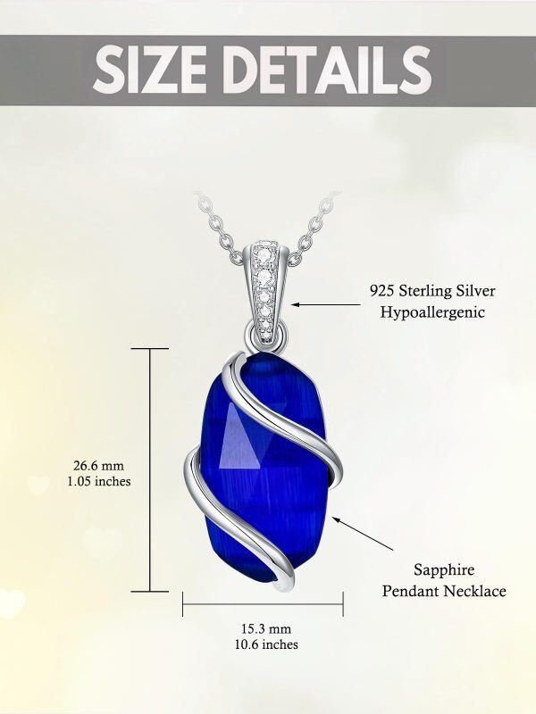 Sterling Silver Infinity Blue Cat's Eye Pendant Necklace-1