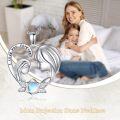 wholesale 925 Sterling Silver I Love You Forever Mom & Daughter Moonstone Heart Pendant Necklace-0-5
