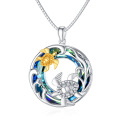 wholesale 925 Sterling Silver Metal Crystal Base Sea Life Mermaid & Turtle Pendant Necklace-0-0