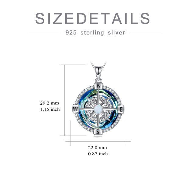 Sterling Silver Crystal Compass Pendant Necklace-3