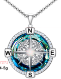 wholesale 925 Sterling Silver Compass Necklace for Women with Crystal Pendant Jewelry Graduation Gift for Teen Girls-0-12
