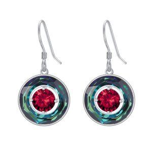 Sterling Silver Birthstone Crystal January Dangle and Drop Earrings-0