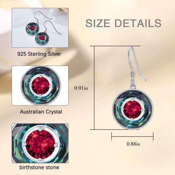 Sterling Silver Birthstone Crystal January Dangle and Drop Earrings-4