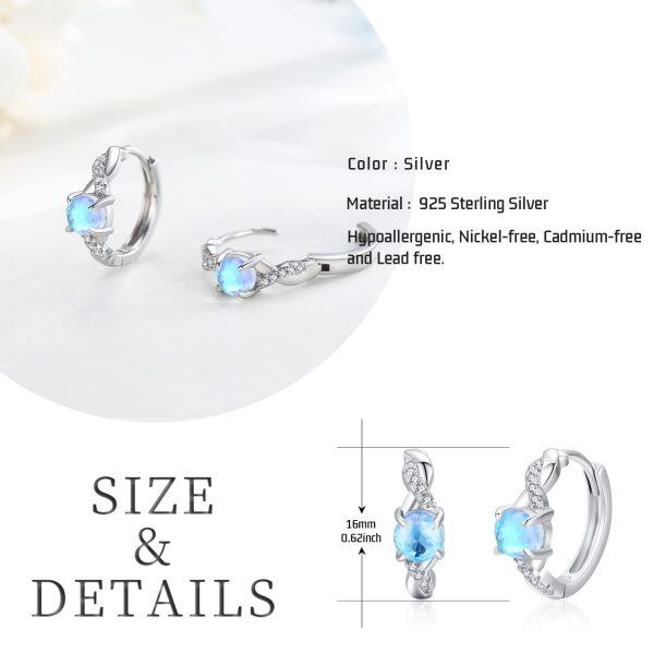 Sterling Silver Moonstone Infinity Hoop Earrings-15