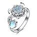 wholesale 925 Sterling Silver Non-Precious Metal Moonstone Anxiety Spinner Ring for Women - Adjustable Lotus Flower Stress Relief Ring with Blue Stones and White Stone Accent-0-2