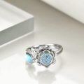 wholesale 925 Sterling Silver Non-Precious Metal Moonstone Anxiety Spinner Ring for Women - Adjustable Lotus Flower Stress Relief Ring with Blue Stones and White Stone Accent-0-3
