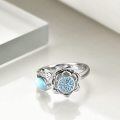 wholesale 925 Sterling Silver Non-Precious Metal Moonstone Anxiety Spinner Ring for Women - Adjustable Lotus Flower Stress Relief Ring with Blue Stones and White Stone Accent-0-4