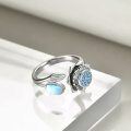 wholesale 925 Sterling Silver Non-Precious Metal Moonstone Anxiety Spinner Ring for Women - Adjustable Lotus Flower Stress Relief Ring with Blue Stones and White Stone Accent-0-7