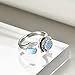 wholesale 925 Sterling Silver Non-Precious Metal Moonstone Anxiety Spinner Ring for Women - Adjustable Lotus Flower Stress Relief Ring with Blue Stones and White Stone Accent-0-8