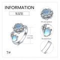wholesale 925 Sterling Silver Non-Precious Metal Moonstone Anxiety Spinner Ring for Women - Adjustable Lotus Flower Stress Relief Ring with Blue Stones and White Stone Accent-0-9