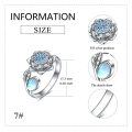 wholesale 925 Sterling Silver Non-Precious Metal Moonstone Anxiety Spinner Ring for Women - Adjustable Lotus Flower Stress Relief Ring with Blue Stones and White Stone Accent-0-10