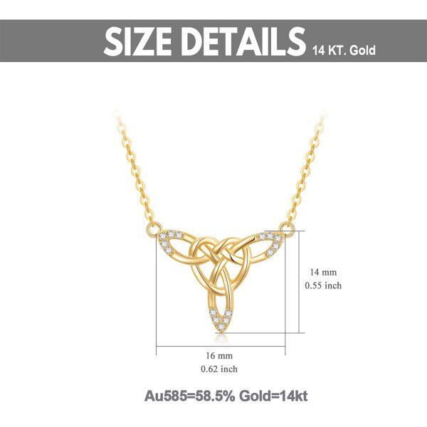 14K Gold Celtic Knot Trinity Pendant Necklace-4