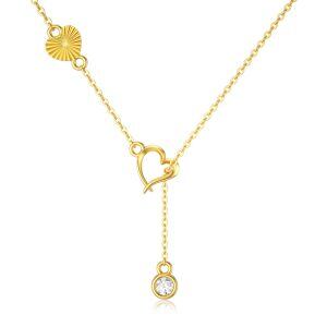 14K Gold Moissanite Heart Y-Necklaces-0