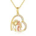 wholesale 14K Gold Horse & Girl in Heart Pendant Necklace for Women Romantic Gifts-0-0