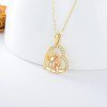 wholesale 14K Gold Horse & Girl in Heart Pendant Necklace for Women Romantic Gifts-0-1