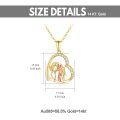 wholesale 14K Gold Horse & Girl in Heart Pendant Necklace for Women Romantic Gifts-0-5