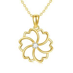 14K Gold Blossom Flower Pendant Necklace-0