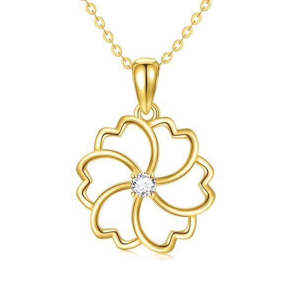 14K Gold Blossom Flower Pendant Necklace-0