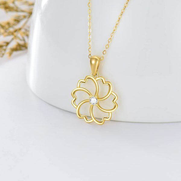 14K Gold Blossom Flower Pendant Necklace-1