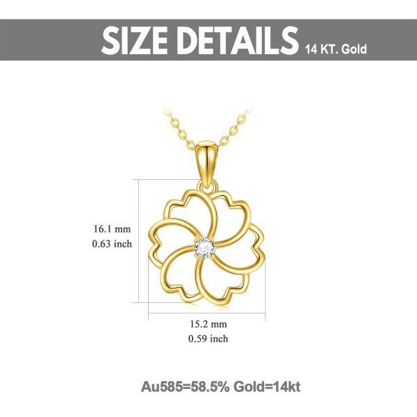 14K Gold Blossom Flower Pendant Necklace-4