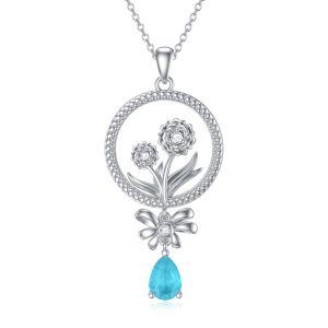 Sterling Silver Carnation Flower Pendant Necklace-0