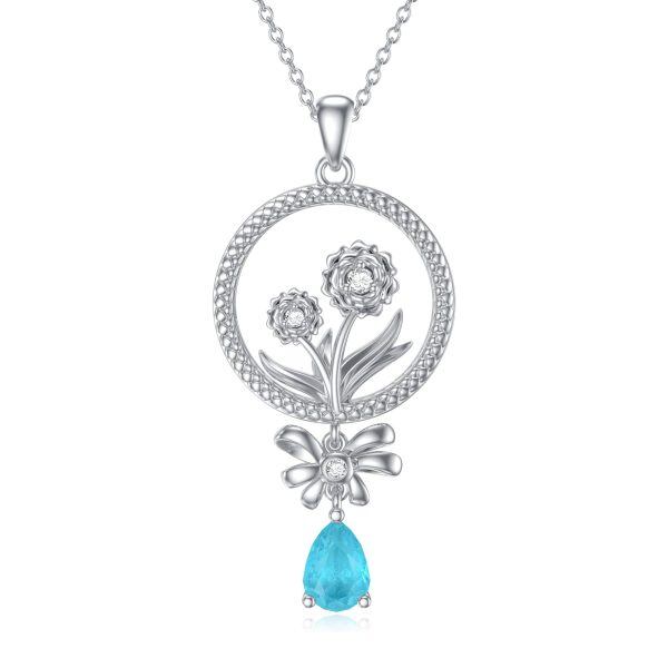 Sterling Silver Carnation Flower Pendant Necklace-0