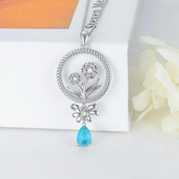 Sterling Silver Carnation Flower Pendant Necklace-3